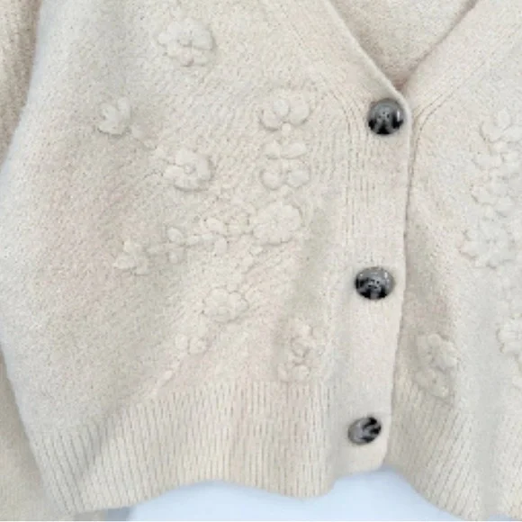 Cream V neck Cardigan - Picture 3 of 8